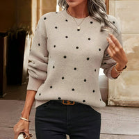 Harlow | Women's Polka Dot Crew Neck Pullover Sweater
