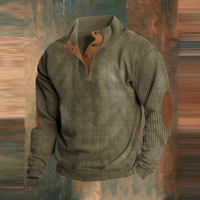 Marcus | Men's Ribbed Button Placket Quarter Zip Sweater
