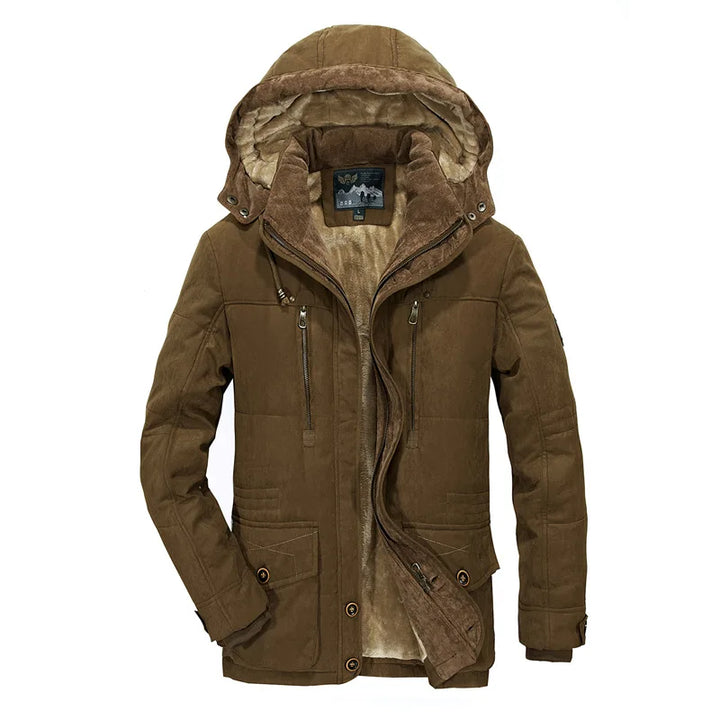 Close-up of Garrison jacket zipper and pocket hardware