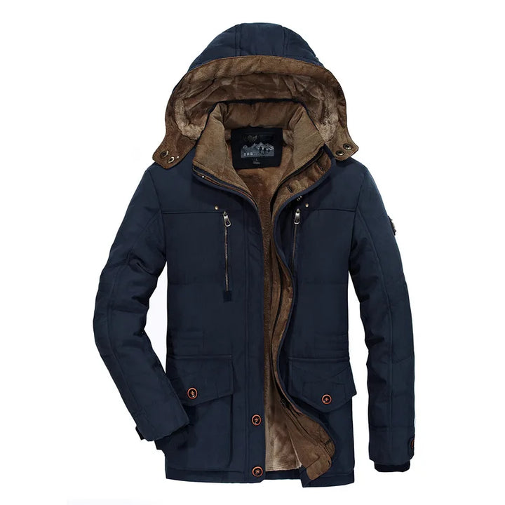 Close-up of Garrison jacket zipper and pocket hardware