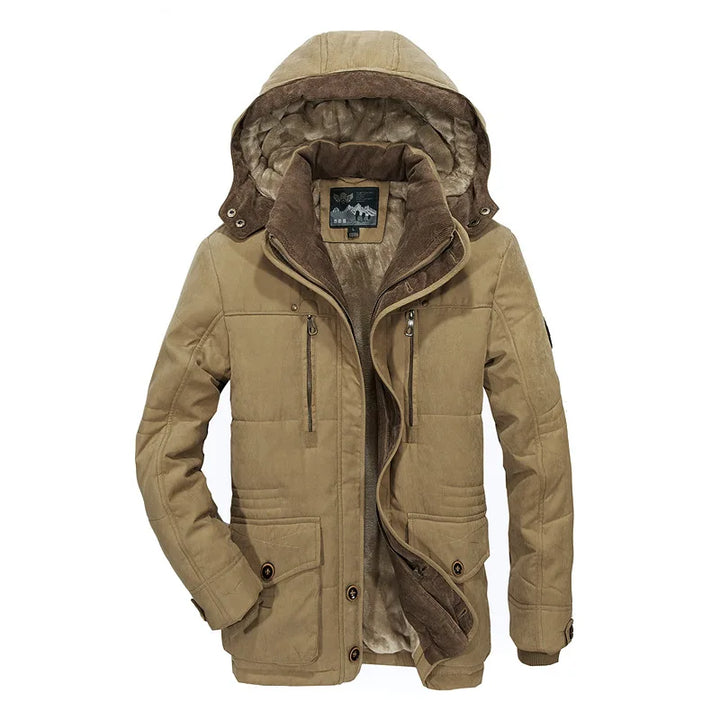 Close-up of Garrison jacket zipper and pocket hardware