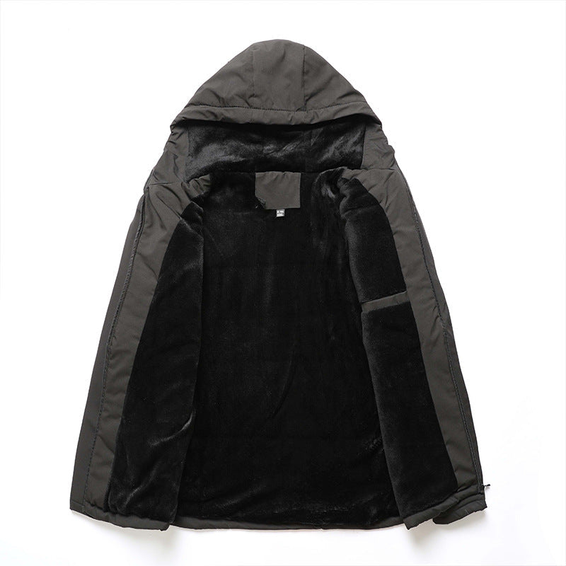 Close-up of zipper pocket and drawcord detail on Dashiell winter jacket