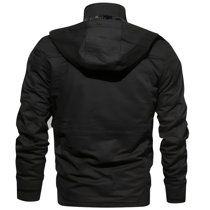Barrett tan tactical winter jacket, back view showing hood and silhouette