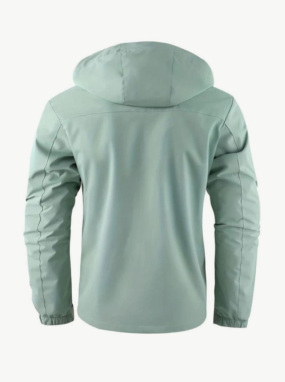 Hollis light green hooded jacket, back view