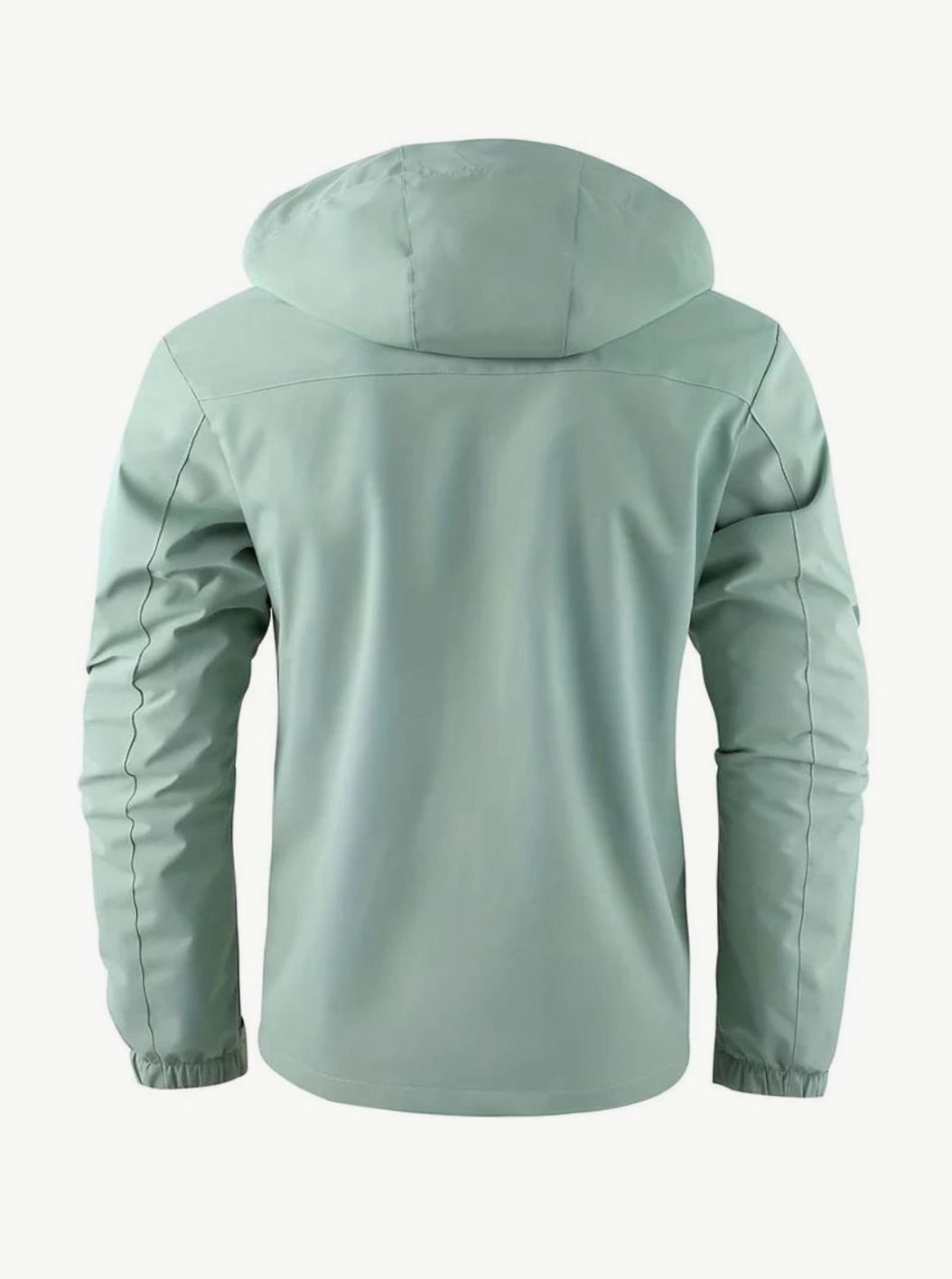 Hollis light green hooded jacket, back view