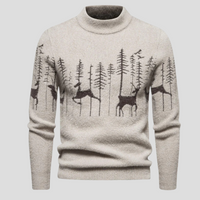 Nathaniel | Men's Reindeer Print Turtleneck Christmas Sweater