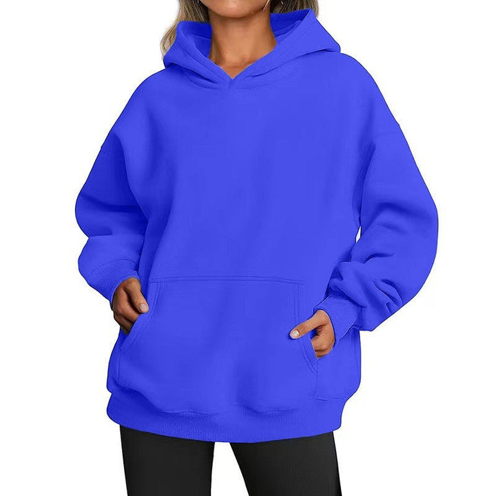 Nora oversized drawstring hoodie in blue, front view