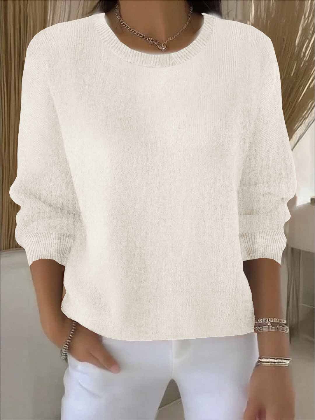 Verity relaxed crew neck sweater in apricot, front view