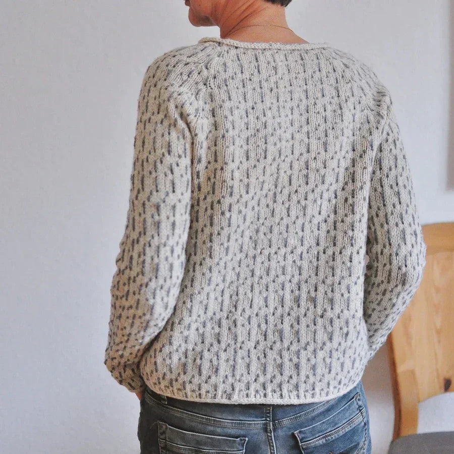 Rosamund knit sweater, side and back view