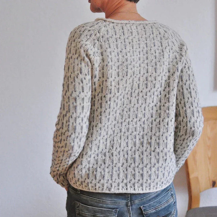 Rosamund knit sweater, side and back view