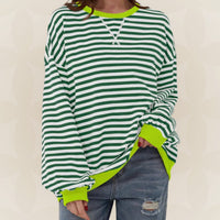 Women's Oversized Striped Crew Neck Sweater | Odette