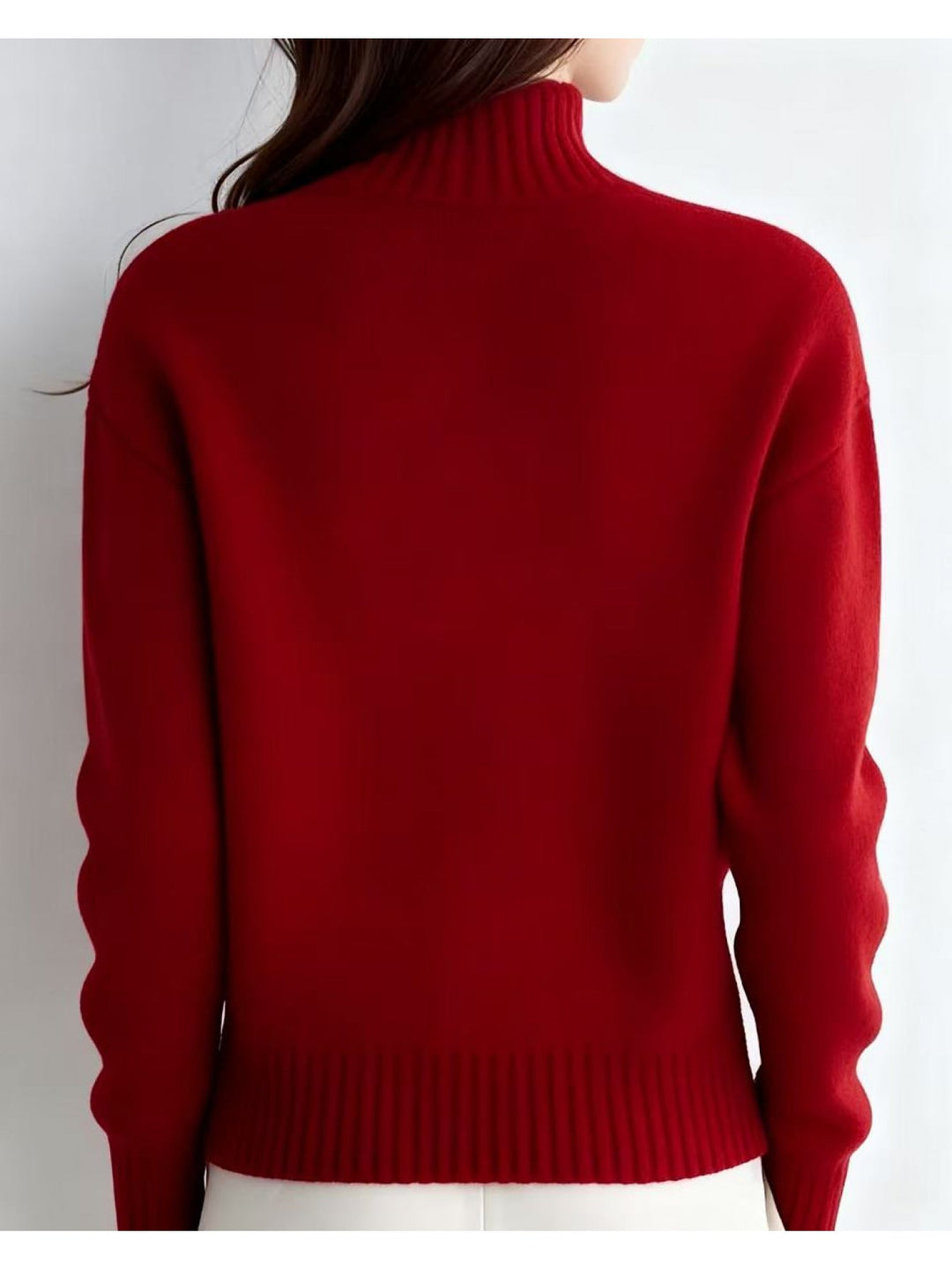 Wren high-neck button cardigan, back view close-up